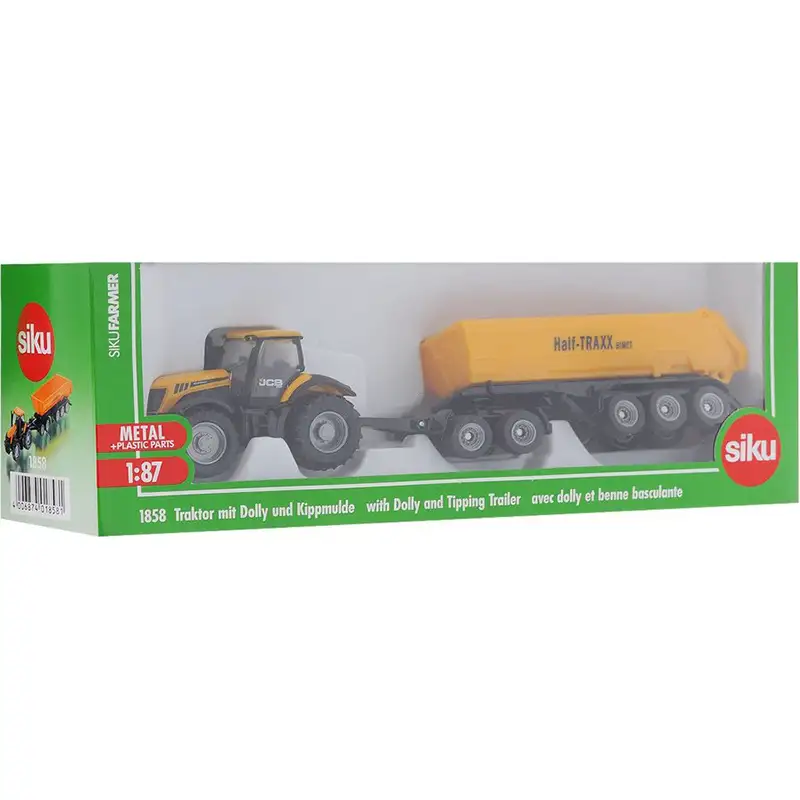 Siku Farmer 1858 Jcb Con Plataforma Rodante Y Remolque Basculante