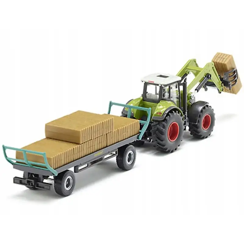Siku Farmer 1946 Tractor Con Cuchara Para Pacas Cuadradas Y Remolque Para Pacas