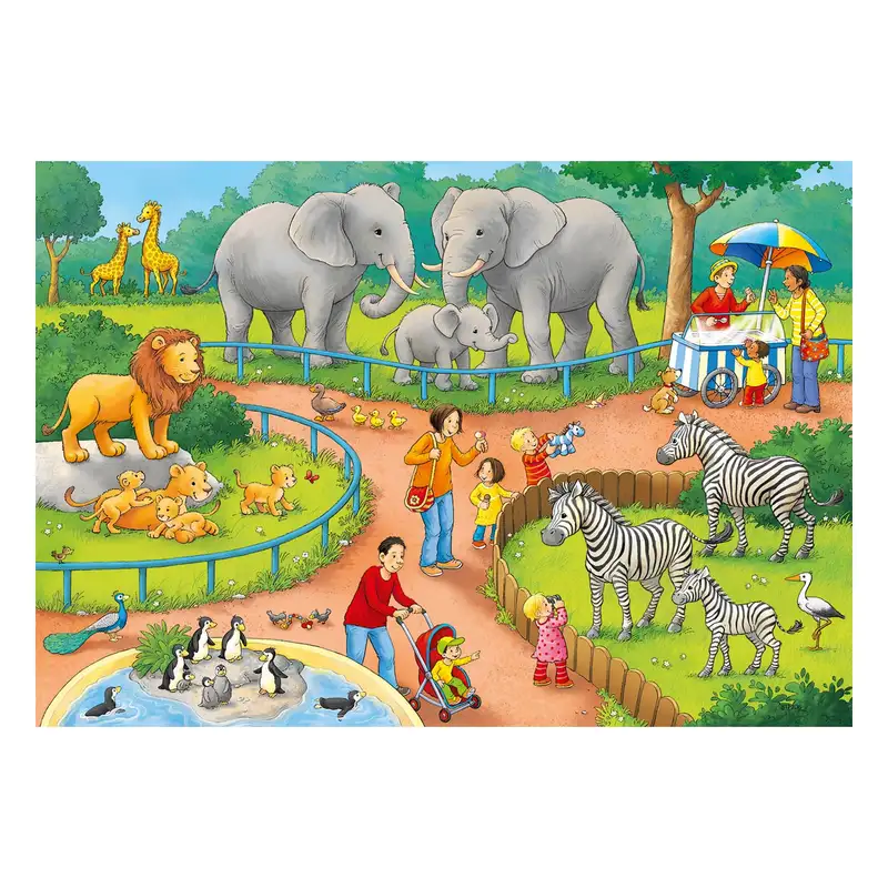Ravensburger Rompecabezas Para Niños 7813 4 Un Dia En El Zoologico 2X24 Piezas