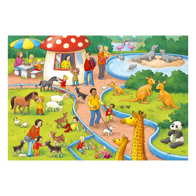Ravensburger Rompecabezas Para Niños 7813 4 Un Dia En El Zoologico 2X24 Piezas