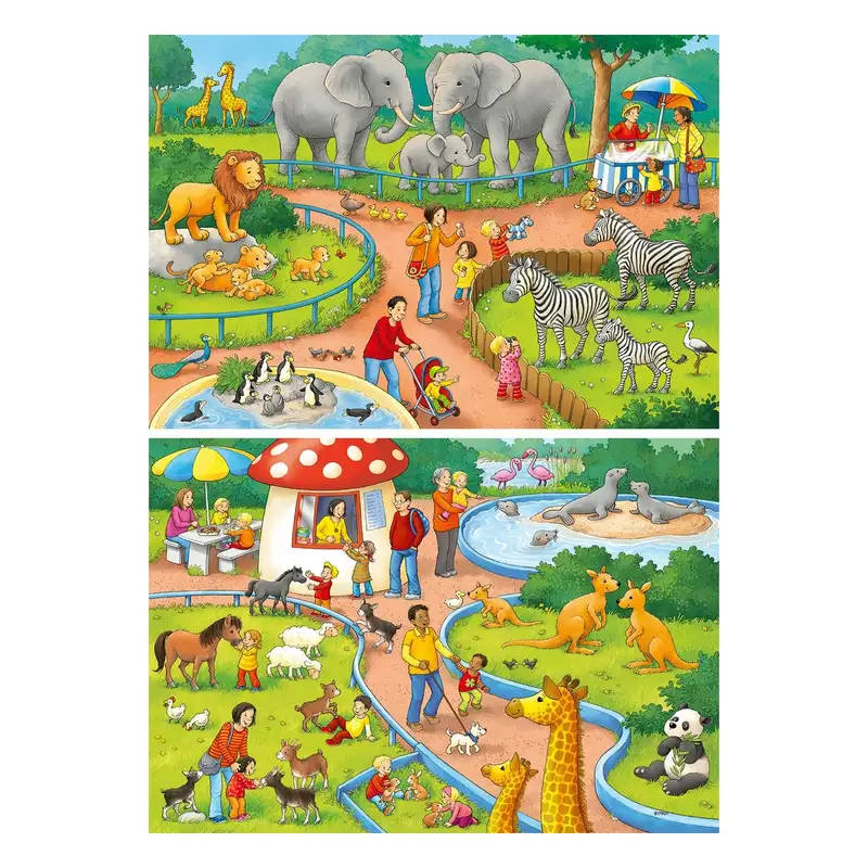 Ravensburger Rompecabezas Para Niños 7813 4 Un Dia En El Zoologico 2X24 Piezas