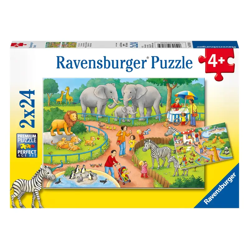 Ravensburger Rompecabezas Para Niños 7813 4 Un Dia En El Zoologico 2X24 Piezas