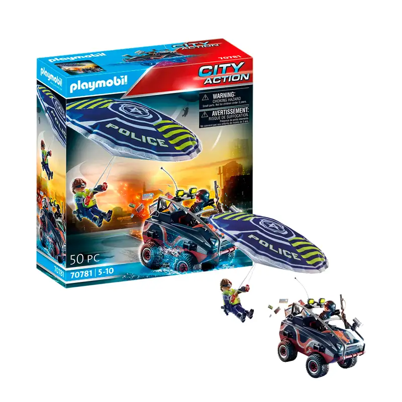 Playmobil City Action 70781 Paracaídas Policial Con Vehículo