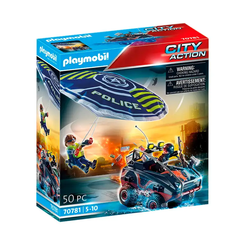 Playmobil City Action 70781 Paracaídas Policial Con Vehículo