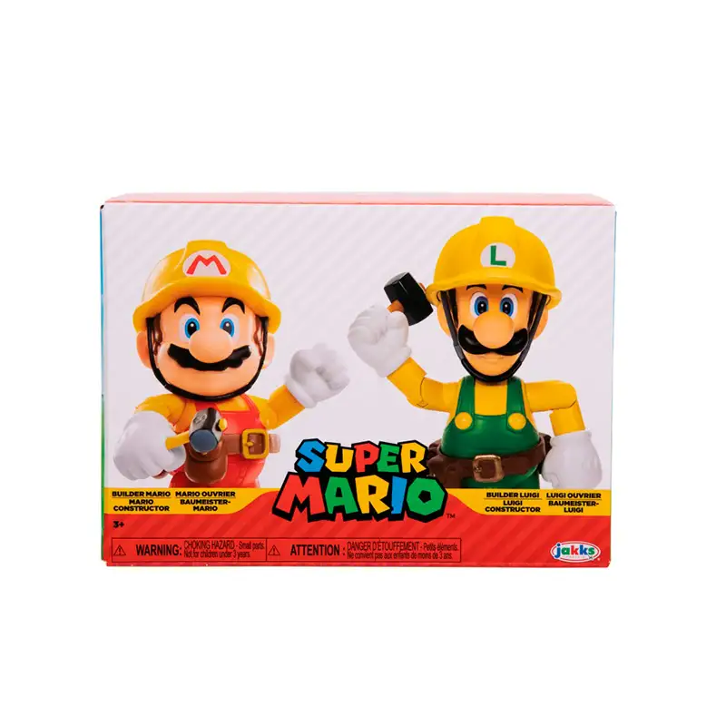 Jakks Pacific Nintendo 413814 Super Mario 2 Figuras Luigi Vs Mario Constructor 4Plg