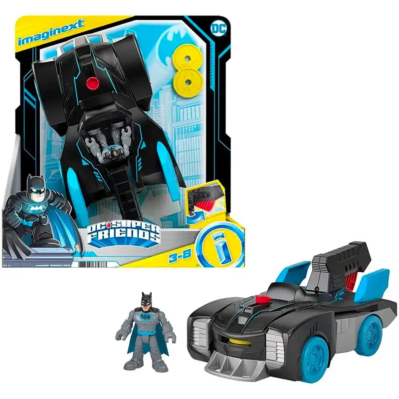 Mattel Imaginext Gwt24 Dc Super Friends Batimovil Trasnformable Con Figura
