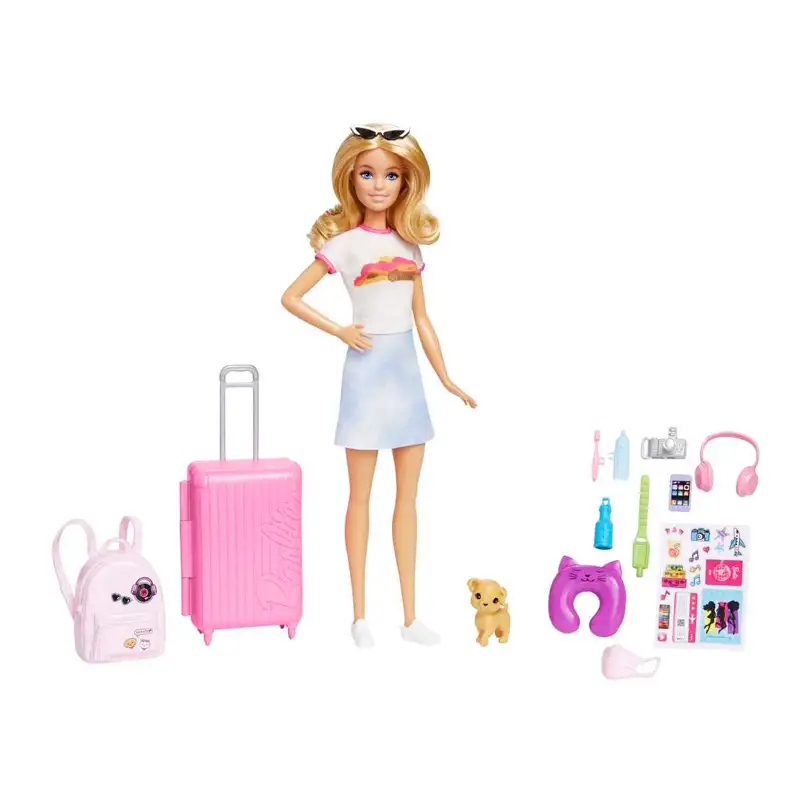 Mattel Barbie Hjy18 Set De Viaje Para Muñecas Y Accesorios Con Cachorro