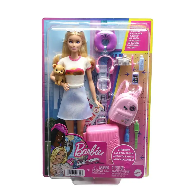 Mattel Barbie Hjy18 Set De Viaje Para Muñecas Y Accesorios Con Cachorro