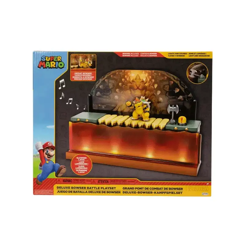Jakks Pacific Nintendo 418604 Super Mario Playset Figura 2,5 Plg Juego De Batalla Deluxe De Bowser