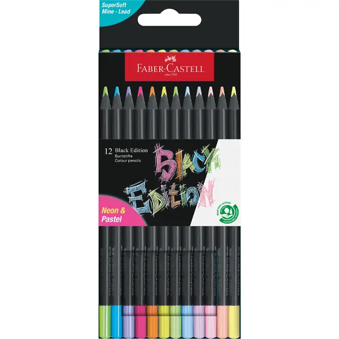 Faber Castell  FC116410 Lápices De Colores Edición Negra Neón + Pastel