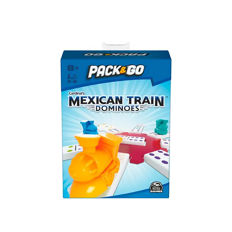 Spin Master Games 6065140 Juego de Domino en caja de Aluminio Tren Cardinal
