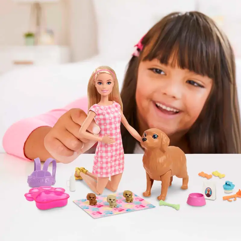 Mattel Barbie Hck75 Muñeca Con Cachorros Recien Nacido
