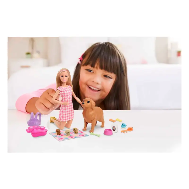 Mattel Barbie Hck75 Muñeca Con Cachorros Recien Nacido