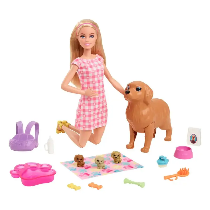 Mattel Barbie Hck75 Muñeca Con Cachorros Recien Nacido