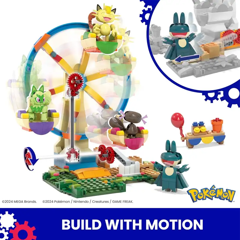 Mattel Mega Construx Hxf80 Pokemon Diversión En La Noria Con Movimiento