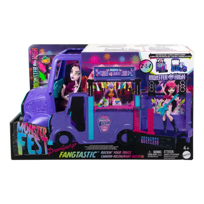 Mattel Polly Pocket Hxh83 Play Set De Monster Fest Con Dracula Doll Y Food Truck