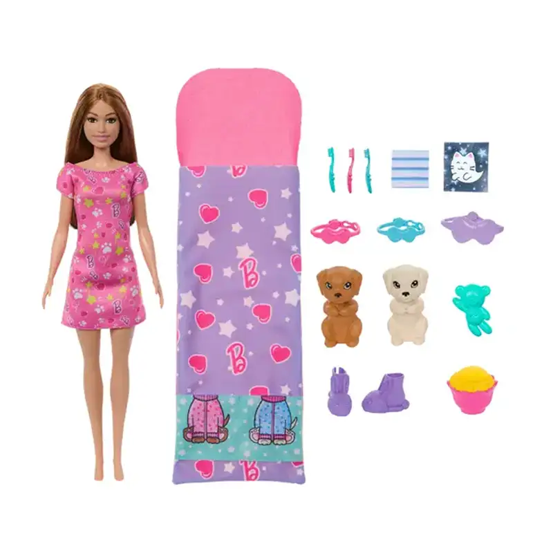 Mattel Barbie Hxn01 Juego De Fiesta De Pijamas Para Muñeca Barbie Y Cachorro