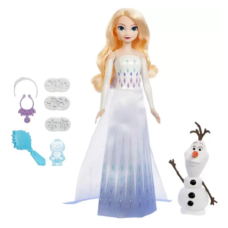 Mattel Disney Princesas Hyh10 Muñeca Elsa Y Olaf De Frozen Nieve Magica Moldeable