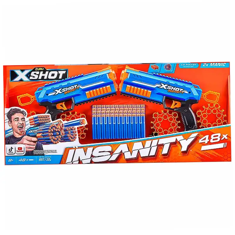 Zuru Xshot 36642 Lanzador Insanity Doble 48 Dardos