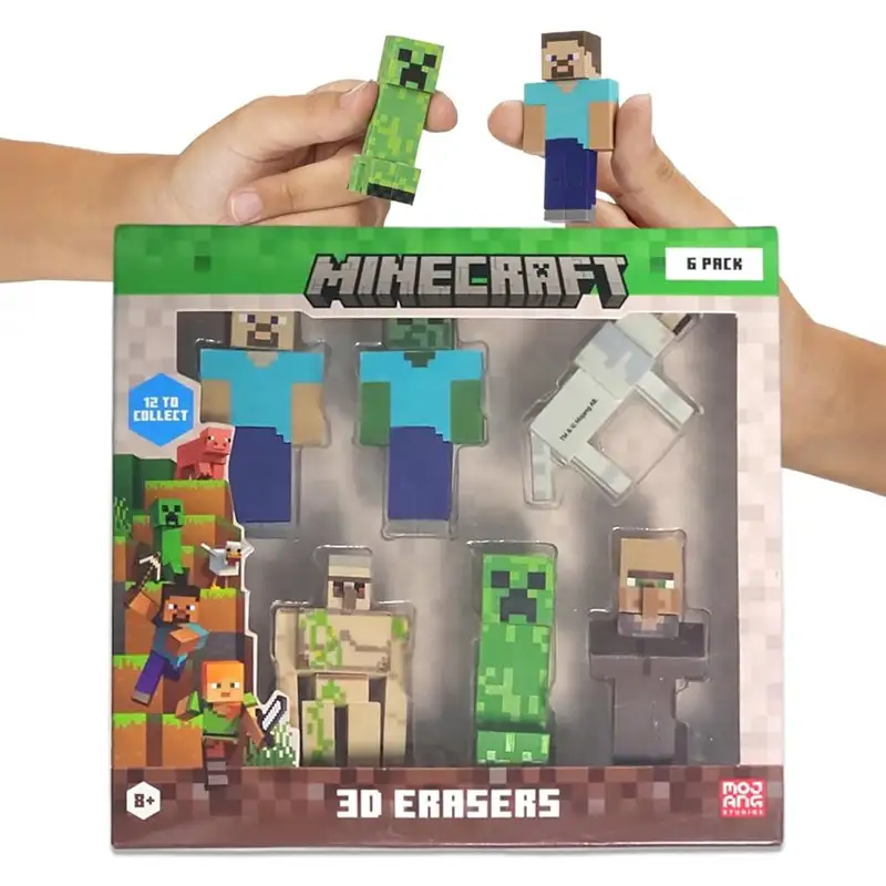 Mojang Minecraft Mc4012 Figuras 3D Erasers Pack X1 Surtido