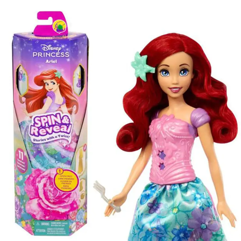 Mattel Disney Princesas Htv88 Muñeca Ariel La Sirenita Con Accesorios Gira Y Revela