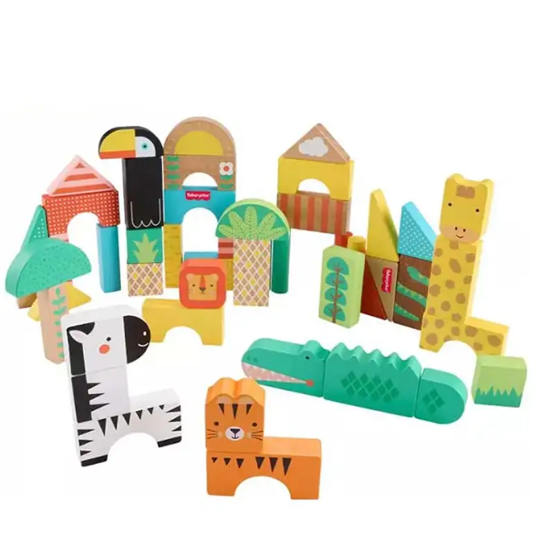 Mattel Fisher Price Jfg11 Juego De Bloques Selva De Madera