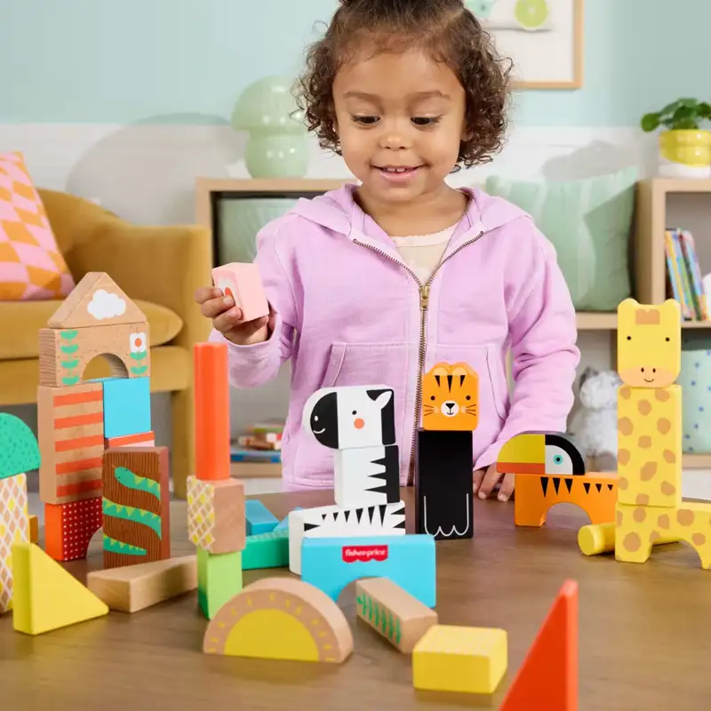 Mattel Fisher Price Jfg11 Juego De Bloques Selva De Madera