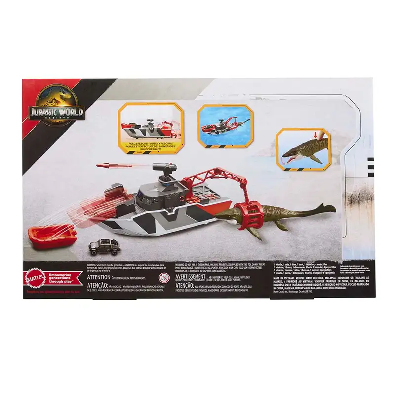 Mattel Jurassic World Jgg61 Set De Juego Barco De Rescate Con Mosasaurus