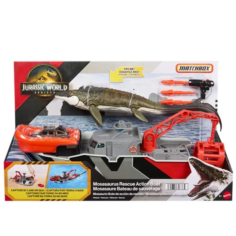 Mattel Jurassic World Jgg61 Set De Juego Barco De Rescate Con Mosasaurus