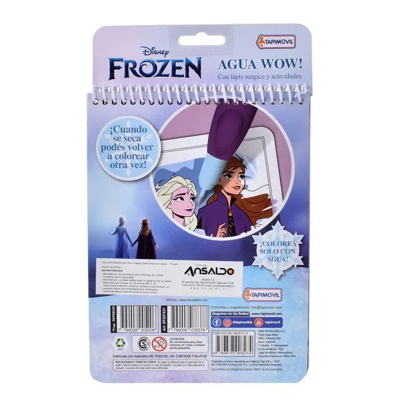 Tapimovil Disney Dfz07837 Libro Para Pintar Magica Agua Wow Frozen