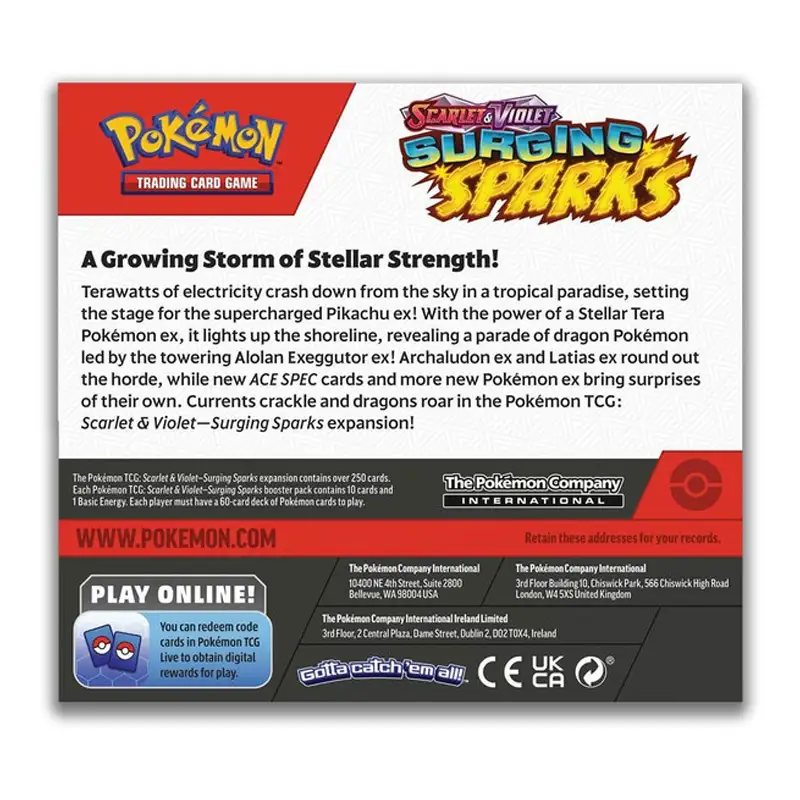 Pokemon 191-42312 Scarlet & Violet 8 Surging Sparks Booster Ingles