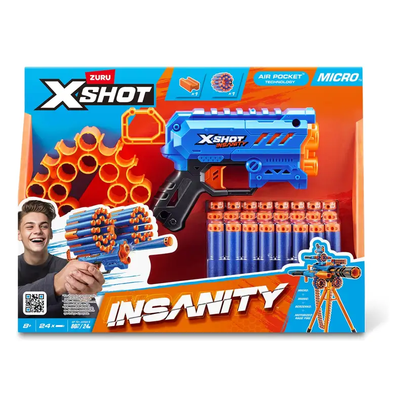 Zuru Xshot 36795 Lanzador Insanity Serie 1 Micro 24 Dardos