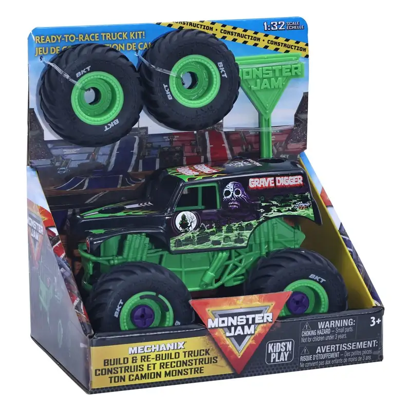 Spin Master Monster Jam 5004570 Mechanix 1 32 Construye Y Reconstruye Grave Digger - Tpr