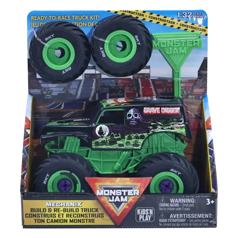 Spin Master Monster Jam 5004570 Mechanix 1 32 Construye Y Reconstruye Grave Digger - Tpr