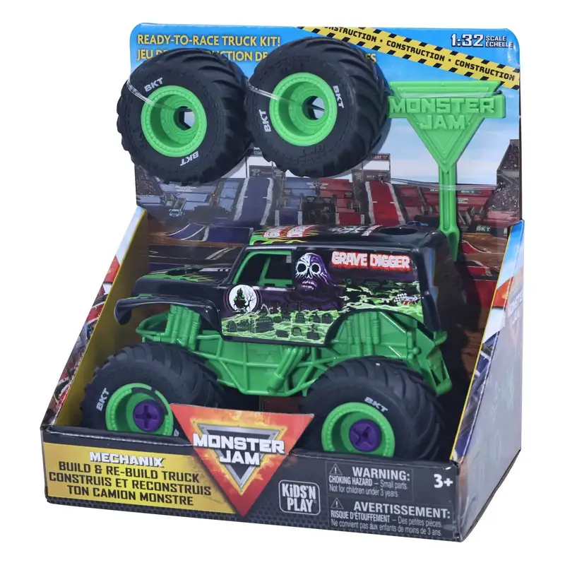 Spin Master Monster Jam 5004570 Mechanix 1 32 Construye Y Reconstruye Grave Digger - Tpr