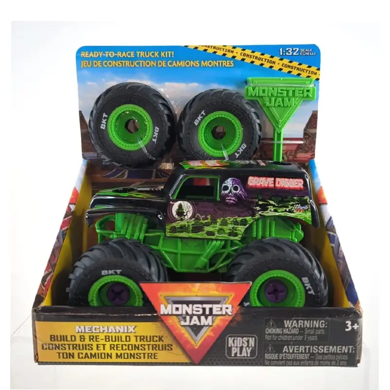 Spin Master Monster Jam 5004570 Mechanix 1 32 Construye Y Reconstruye Grave Digger - Tpr