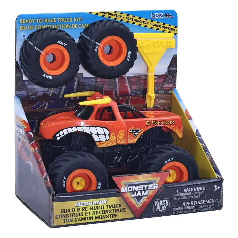 Spin Master Monster Jam 5004572 Mechanix 1 32 Construye Y Reconstruye El Toro Loco - Tpr