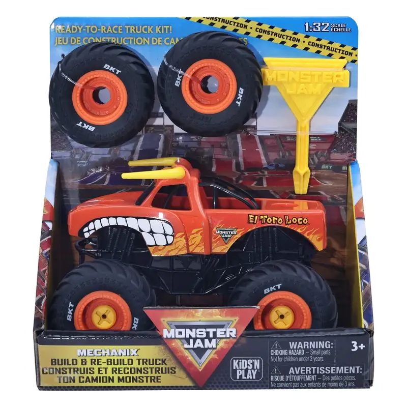 Spin Master Monster Jam 5004572 Mechanix 1 32 Construye Y Reconstruye El Toro Loco - Tpr