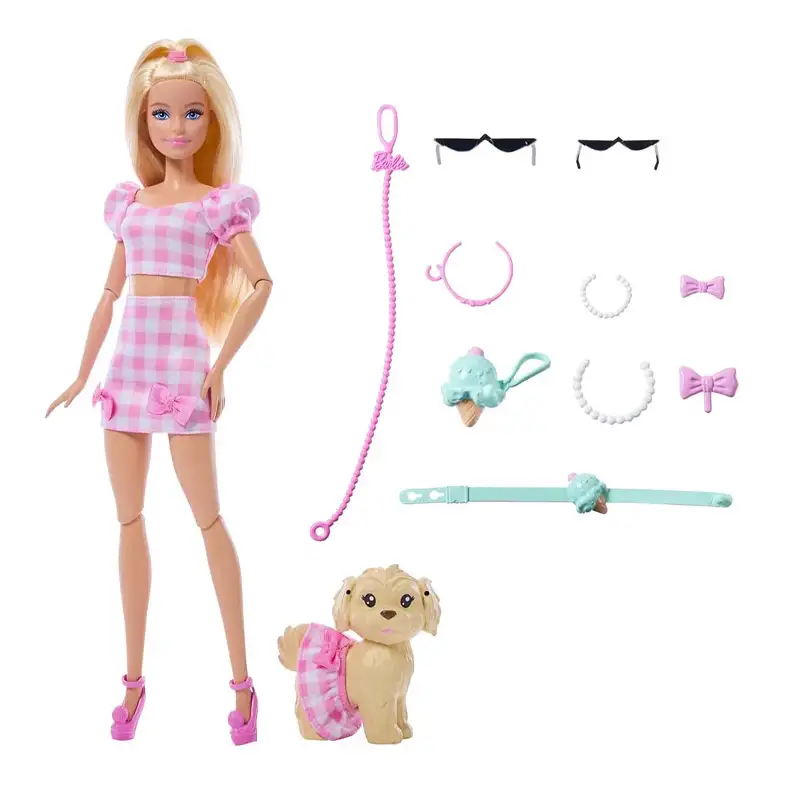 Mattel Barbie Jfp36 Barbie Malibu Con Cachorro Vestidas Igual