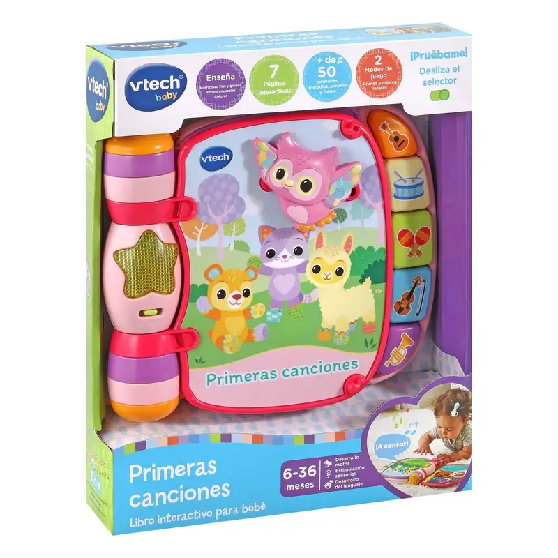 Vtech Baby 80-166787 Libro Interactivo Primeras Canciones Color Rosado Para Bebes