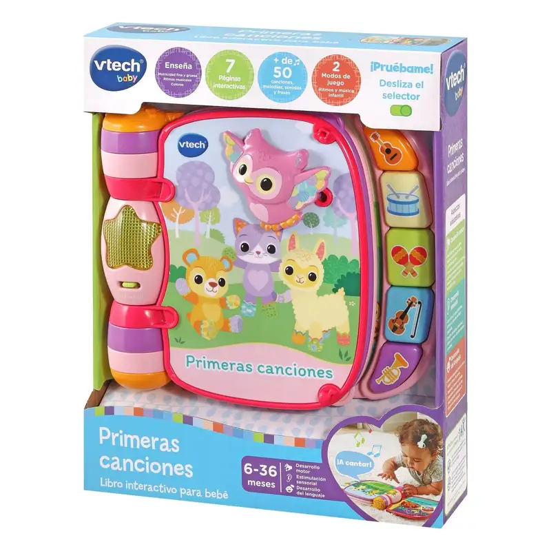 Vtech Baby 80-166787 Libro Interactivo Primeras Canciones Color Rosado Para Bebes