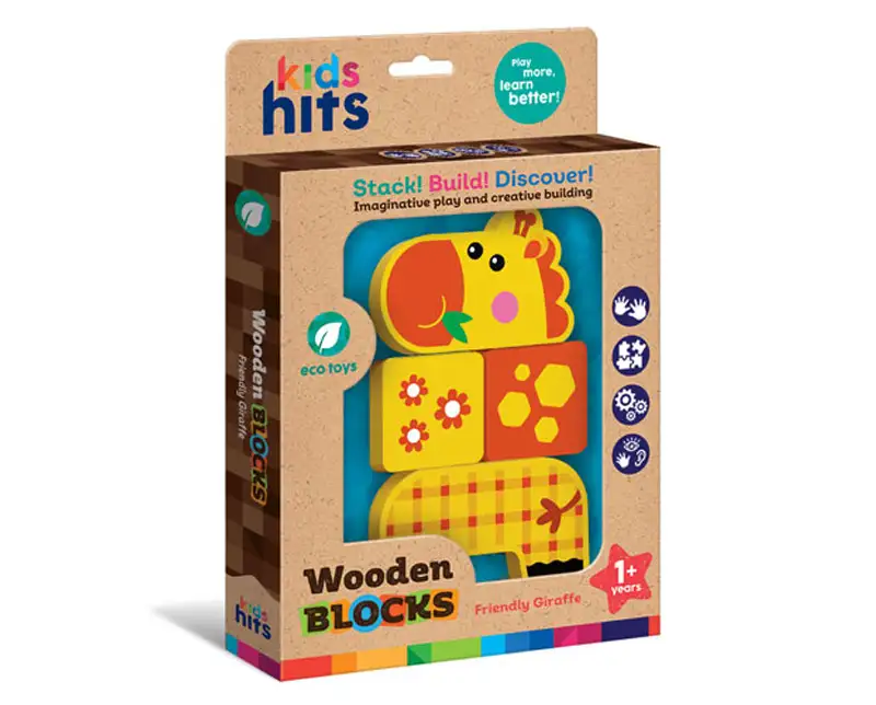 Kids Hits Blocks Kh20-003  Jirafa Amigable De Madera