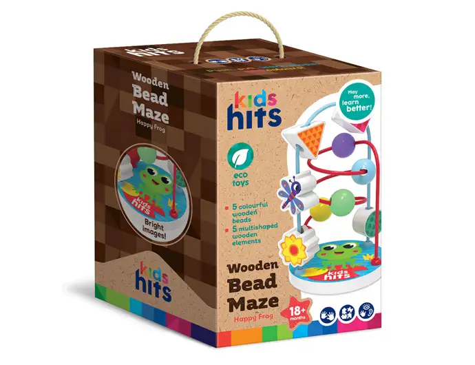 Kids Hits  Kh20-076 Laberinto De Cuentas De Madera Rana Feliz