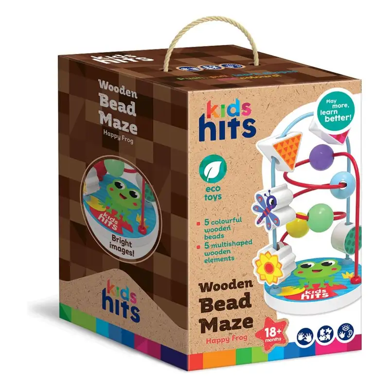 Kids Hits  Kh20-076 Laberinto De Cuentas De Madera Rana Feliz
