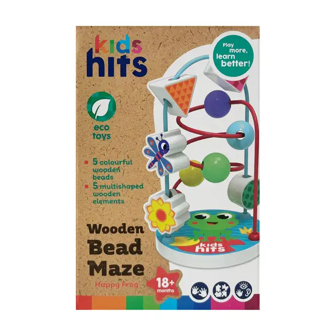 Kids Hits Kh20-076 Laberinto De Cuentas De Madera Rana Feliz