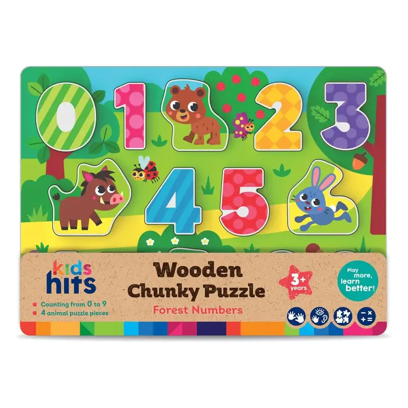 Kids Hits Classic Forest Kh20-074 Rompecabezas Grueso De Madera Numeros Del Bosque