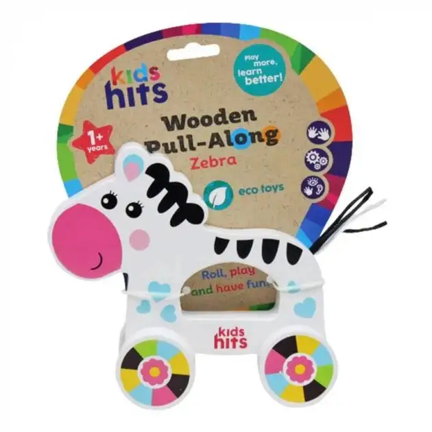 Kids Hits  Kh20-010 Juguete De Madera Para Jalar Cebra
