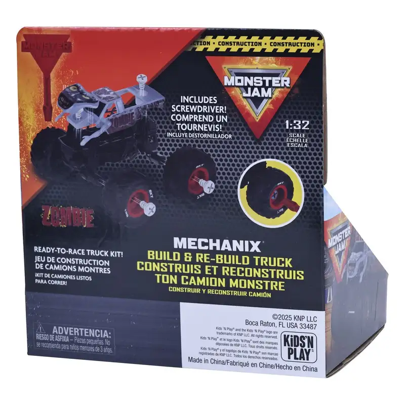 Spin Master Monster Jam 5004576 Kins N Play Mechanix Vehiculo Zombie Para Armar 1 32