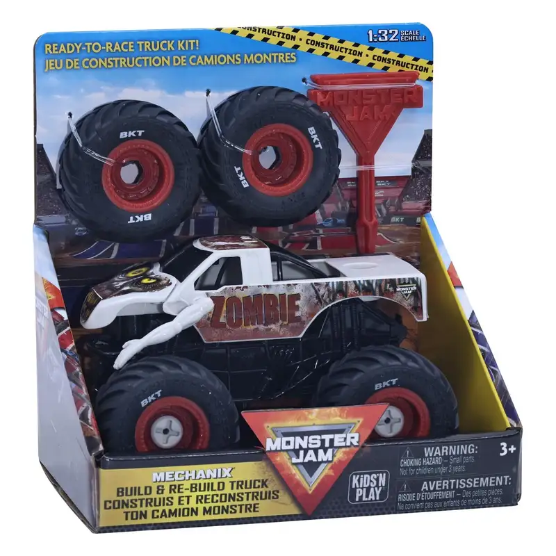 Spin Master Monster Jam 5004576 Kins N Play Mechanix Vehiculo Zombie Para Armar 1 32