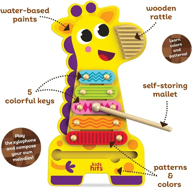 Kids Hits Wood Instruments Kh20-020 Xilofono Jirafa De Madera